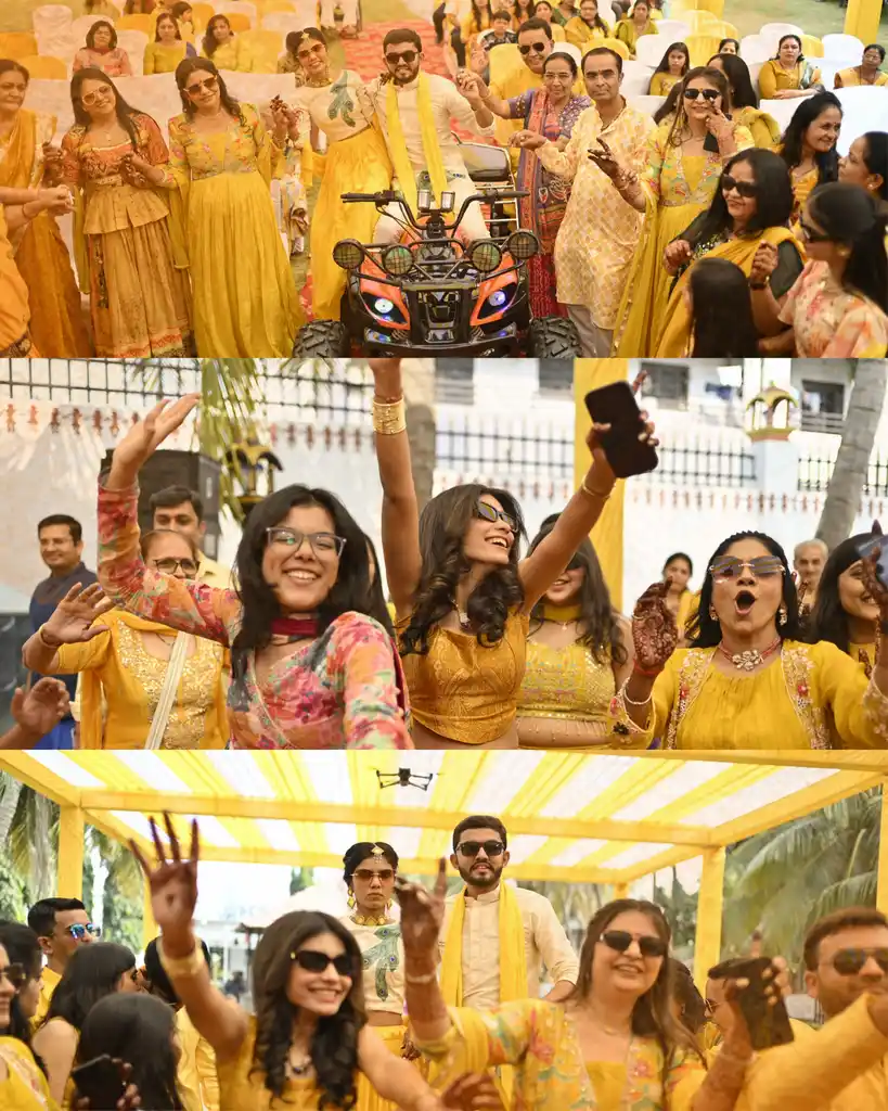 Haldi celebration in full yellow